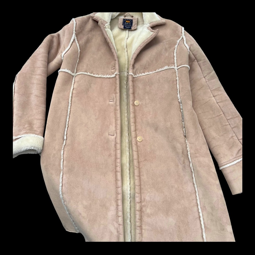 Vintage Y2K faux Leather Suede Shearling Penny Lane Trench Coat